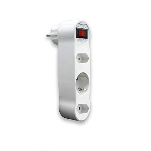 adaptador de 3 Tomas schuko con Interruptor, ideal para optimizar tu espacio. Soporta hasta 3680W, 16 A y 250V. Diseño elegante en blanco, perfecto para cualquier hogar o oficina.