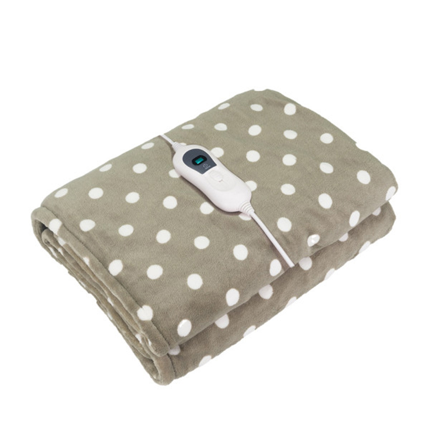 manta eléctrica lunares lavable 120 W, 9 niveles, temporizador, desmontable, manta 160 x 120cm regulable para sofá o cama