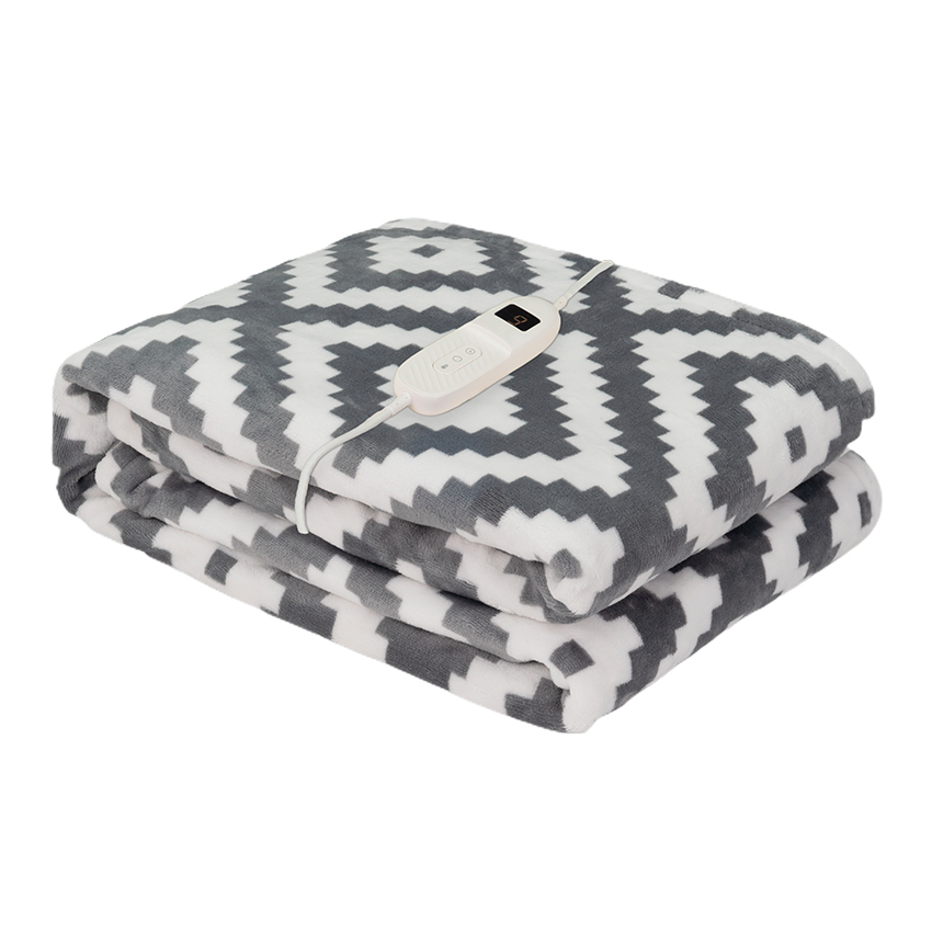 manta eléctrica blanco y gris lavable 120 W, 9 niveles, temporizador, desmontable, manta 160 x 120cm regulable para sofá o cama