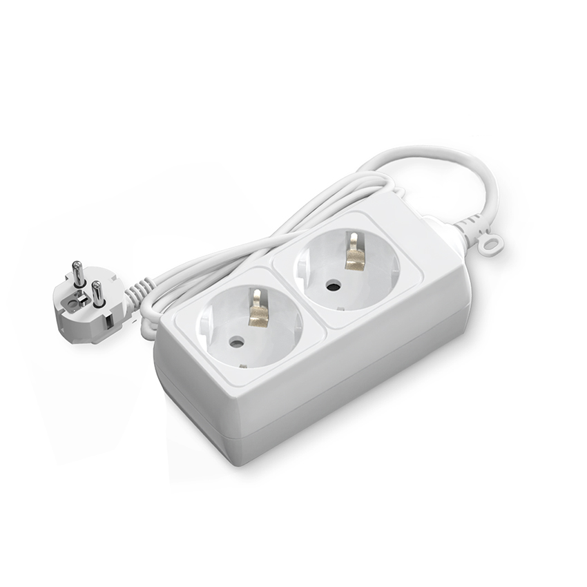 regleta de 2 vías sin interruptor, 3 m, 3G, 1,5 mm² blanca, ideal para conectar múltiples dispositivos eléctricos en casa o oficina.