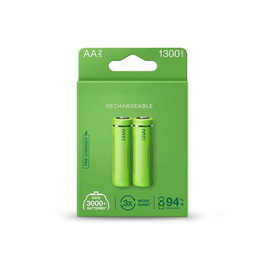 pila Recargable AA de 1300 mAh precargadas de fábrica, Blister 2 Pilas