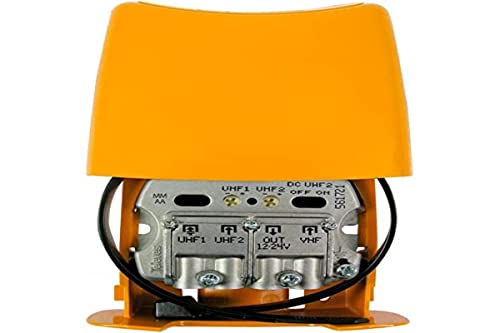 amplificador de mástil UHF/VHF, bajo ruido, alta ganancia, mejora la recepción de señales de televisión y radio. Ideal para zonas con mala cobertura.