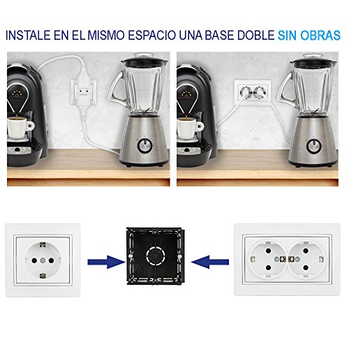 base bipolar fija doble T/TL 16A color negro, ideal para instalaciones eléctricas y conexión de dispositivos en hogares y oficinas.