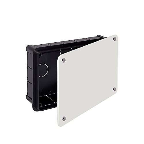 caja empotrable rectangular 200x130x60mm, tornillos incluidos, ideal para instalaciones eléctricas y organizador de cables.