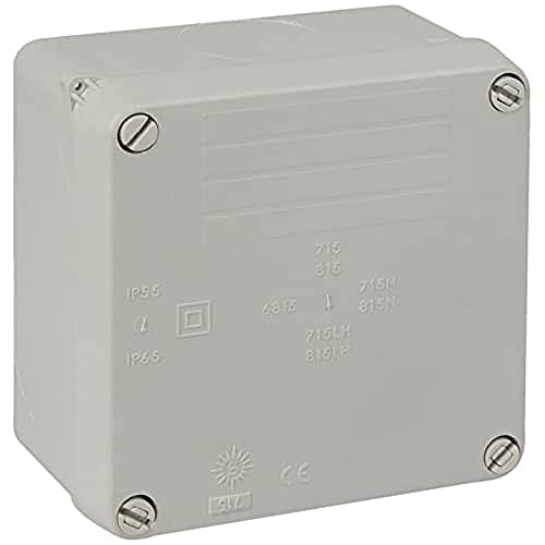 caja estanca ciega 100x100x55 mm, ideal para proteger conexiones eléctricas y componentes en entornos húmedos o polvorientos.