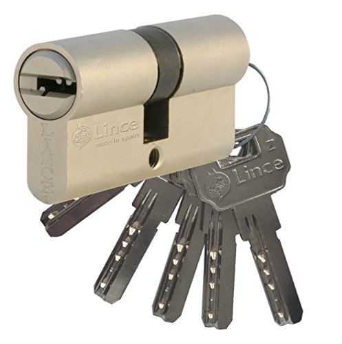 cilindro de seguridad multipunto, leva larga, 32+32mm, niquelado, para puertas de alta seguridad y protección contra robos.