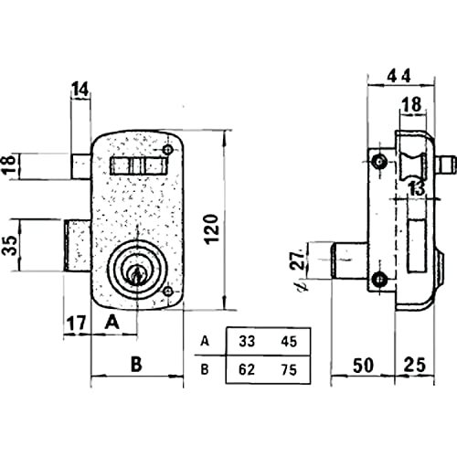 cerradura sobreponer con cilindro de 70mm, mano derecha, seguridad y fácil instalación para puertas interiores y exteriores.