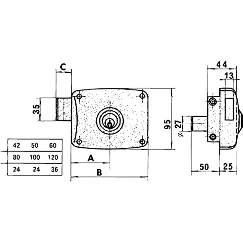 cerradura sobreponer con cilindro, entrada 100mm, mano izquierda; ideal para seguridad en puertas.