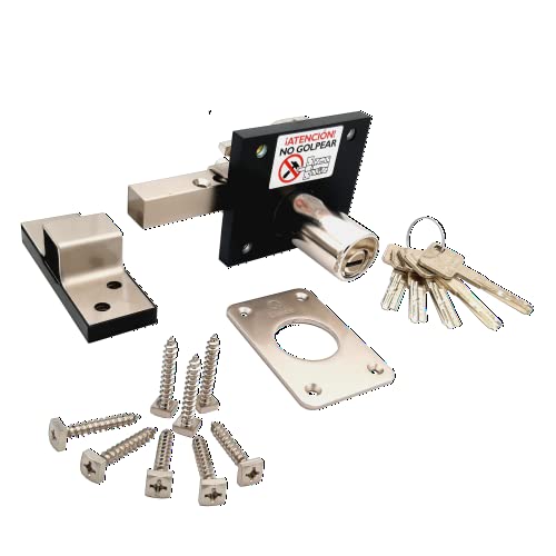 cerrojo de alta seguridad con acabado en cromo mate, ideal para puertas residenciales y comerciales, proporciona protección y tranquilidad.