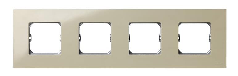 marco de 4 Elementos en color Marfil, Compatible con Simón Play 27, Ideal para instalaciones eléctricas y distribución de energía.