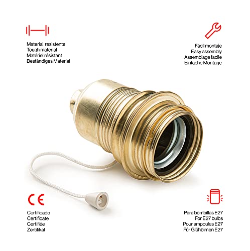 portalámparas de cadeneta con 2 platinas, ideales para iluminación en interiores y exteriores, fáciles de instalar y versátiles en su uso.