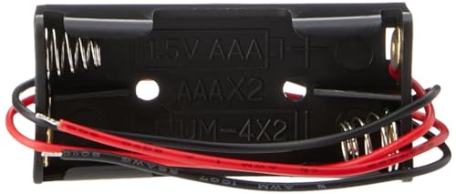 portapilas con hilo para 2 pilas R-03, ideal para proyectos electrónicos, juguetes y aplicaciones de energía portátil.