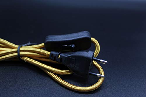 conexión dorada de 1,5m con interruptor, ideal para iluminación y control de dispositivos eléctricos.
